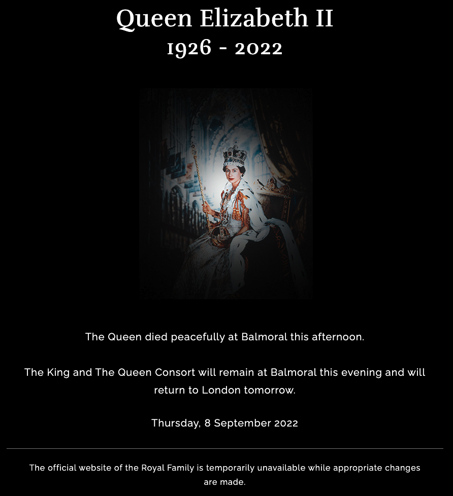 Tod Queen Elizabeth (official statement)